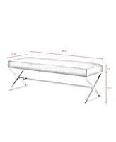 Inspired Home Aurora Faux Fur Bench with Metal X-Leg Frame
