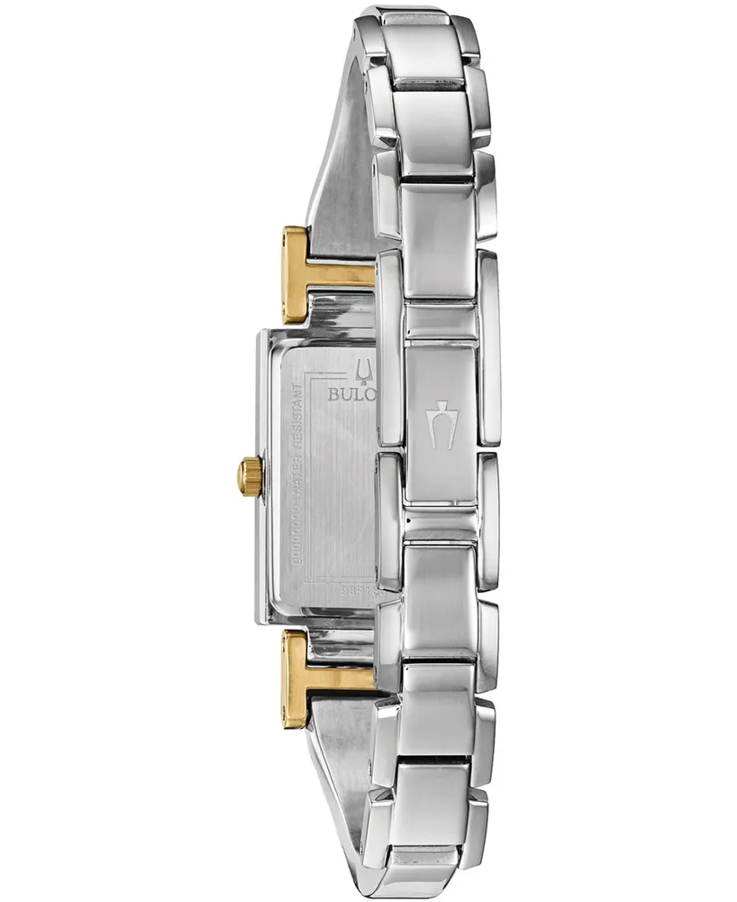 Bulova Women's Classic Diamond Accent Two-Tone Stainless Steel Bangle Bracelet Watch 28x33mm
