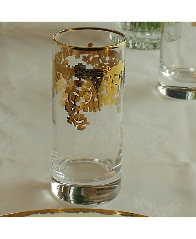 Lorren Home Trends Gold Embellished Champagne Flutes with Gold Rings, Set of 4