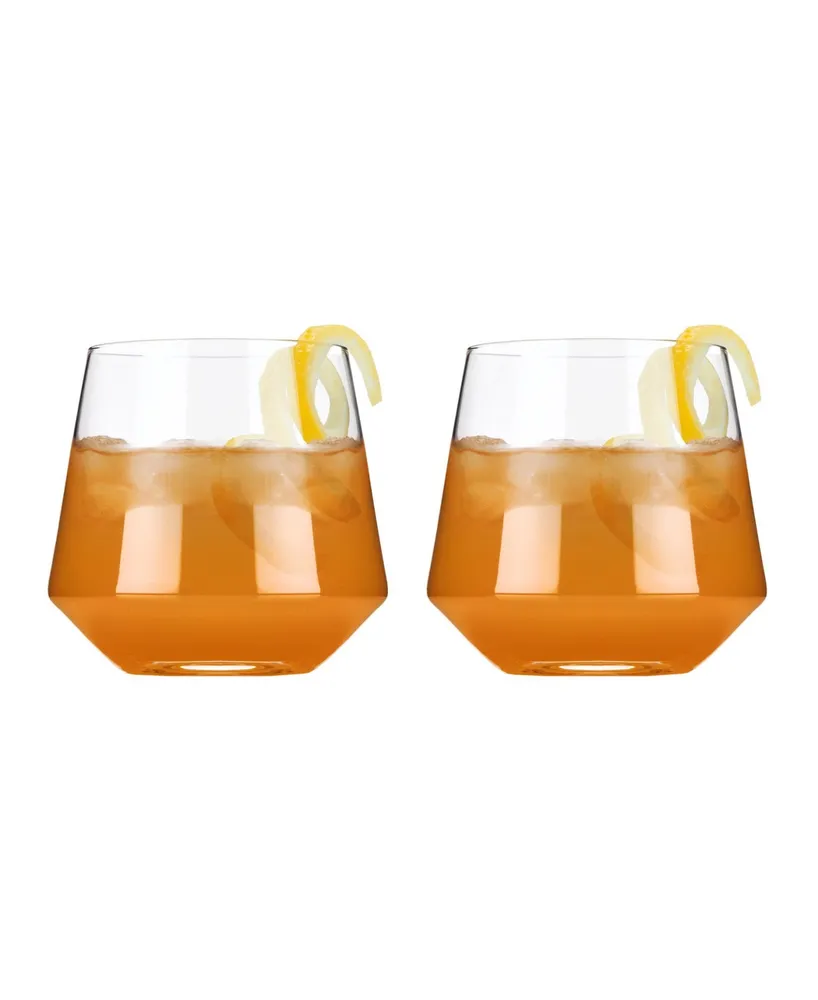 Viski Raye Angled Crystal Tumblers, Set of 2, 12 Oz