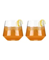 Viski Raye Angled Crystal Tumblers, Set of 2, 12 Oz