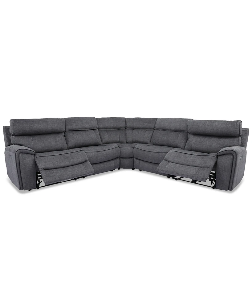 Closeout! Hutchenson -Pc. Fabric Sectional with Power Recliners and Headrests