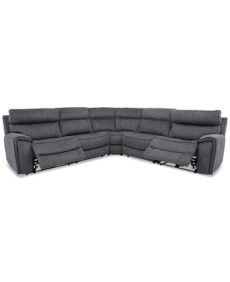 Hutchenson -Pc. Fabric Sectional with Power Recliners and Headrests