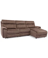 Closeout! Hutchenson 3-Pc. Fabric Chaise Sectional with Power Recliner and Headrest