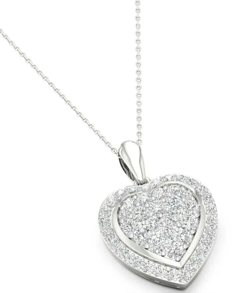 Diamond Heart Cluster Pendant Necklace (1/2 ct. t.w.) in Sterling Silver, 16" + 2" extender
