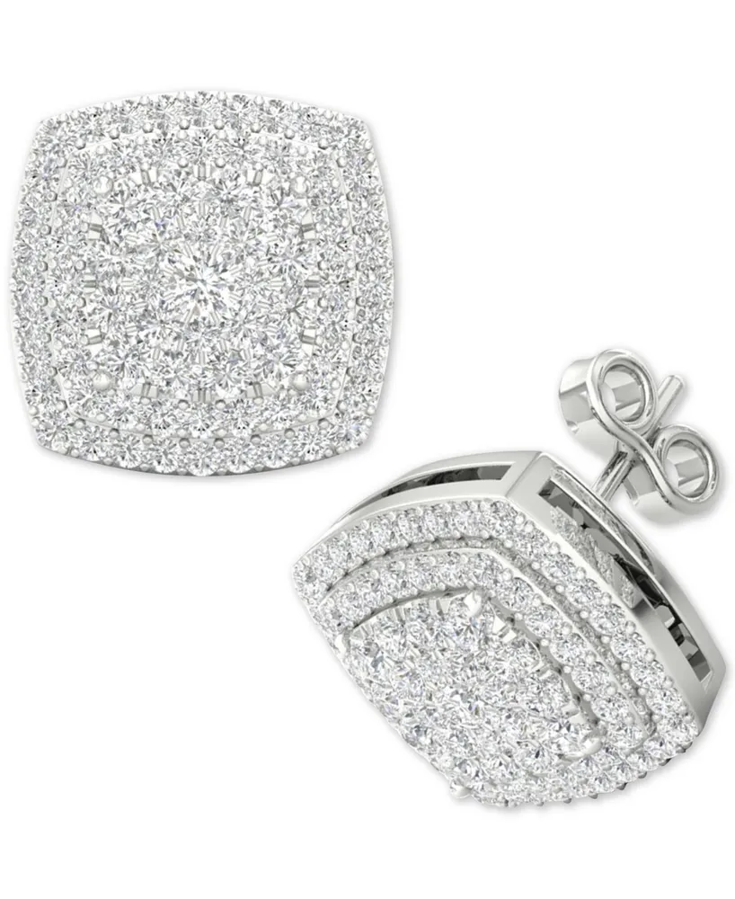 Diamond Square Cluster Stud Earrings (1/2 ct. t.w.) in Sterling Silver