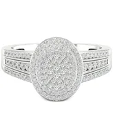 Diamond Oval Cluster Statement Ring (1/2 ct. t.w.) Sterling Silver