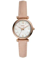 Fossil Women's Carlie Mini Blush Leather Strap Watch 28mm