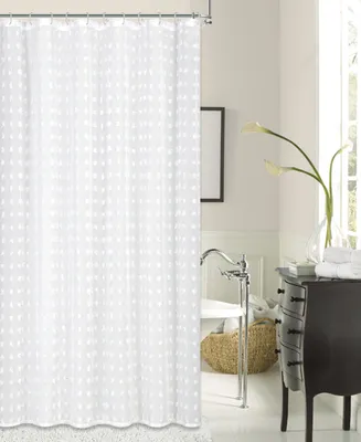 Dainty Home Cut Flower Shower Curtain With 3D Puffs