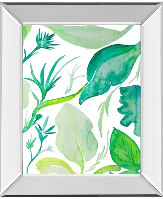 Classy Art Green Water Leaves Ii by Kat Papa Mirror Framed Print Wall Art, 22" x 26"
