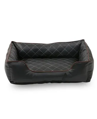Happycare Textiles Luxury All Sides Faux Leather Rectangle Pet Bed