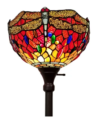 Amora Lighting Tiffany Style Dragonfly Torchiere Floor Lamp
