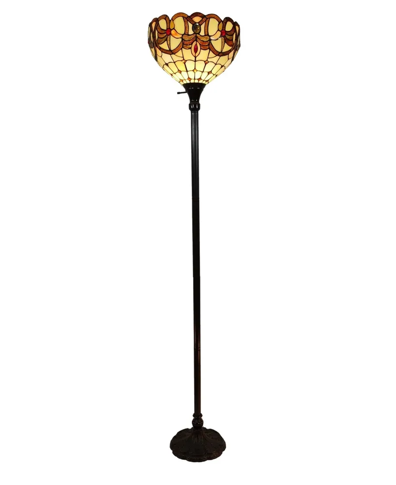 Amora Lighting Tiffany Style Torchiere Floor Lamp