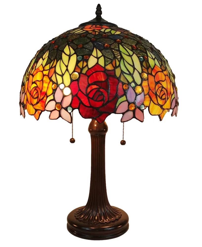 Amora Lighting Tiffany Style Roses Table Lamp