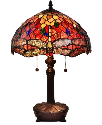 Amora Lighting Tiffany Style 2-Light Dragonfly Table Lamp