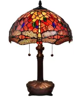 Amora Lighting Tiffany Style 2-Light Dragonfly Table Lamp