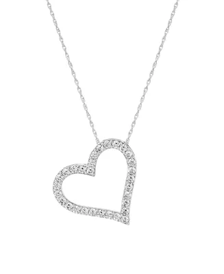 Diamond Heart Pendant Necklace (1/2 ct. t.w.) 14k White or Yellow Gold, Wear It Both Ways