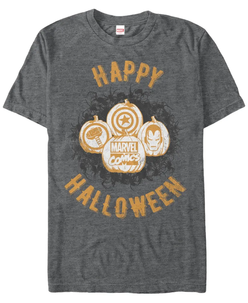 Marvel Men's Comics Happy Halloween Pumpkin Logos Short Sleeve T-Shirt