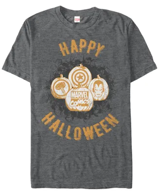 Marvel Men's Comics Happy Halloween Pumpkin Logos Short Sleeve T-Shirt