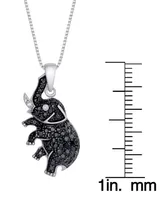 Black and White Diamond 1/10 ct. t.w. Elephant Pendant Necklace in Sterling Silver