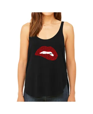 La Pop Art Women's Premium Word Flowy Tank Top- Savage Lips