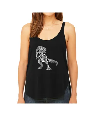 La Pop Art Women's Premium Word Flowy Tank Top- Dino Pics