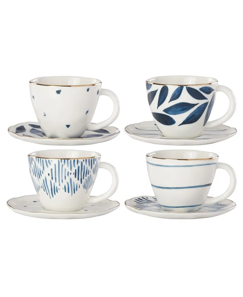 Lenox Blue Bay Set/4 Assorted Espresso Cup and Saucer