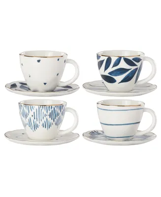 Lenox Blue Bay Set/4 Assorted Espresso Cup and Saucer