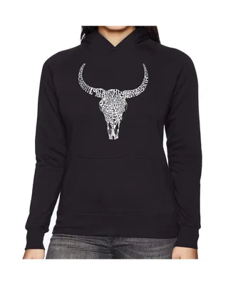 La Pop Art Women's Word Hooded Sweatshirt -Texas Skull