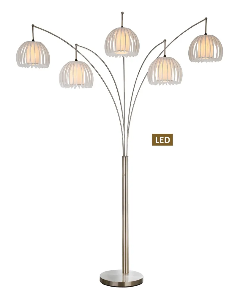 Artiva Usa Zucca 89 5-Arch Brushed Steel Led Floor Lamp with Dimmer