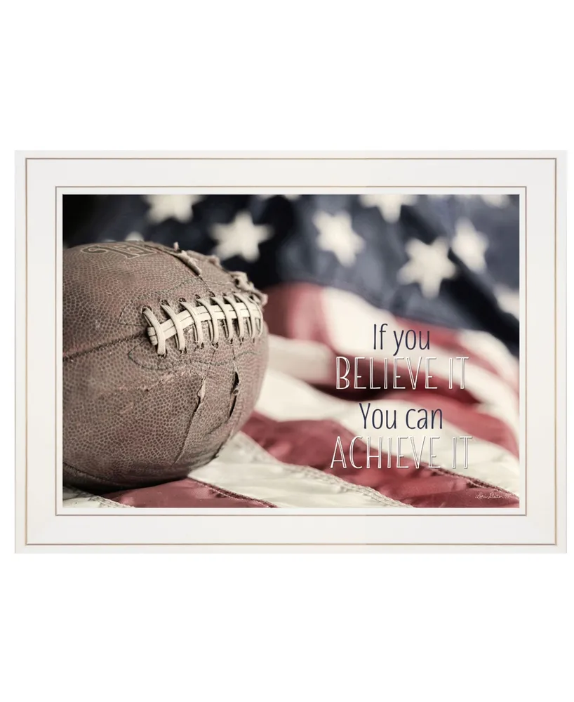 Trendy Decor 4U Football - Believe It by Lori Deiter, Ready to hang Framed Print, White Frame, 21" x 15"