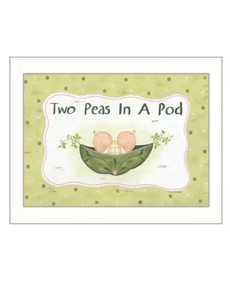 Trendy Decor 4U Two Peas in a Pod By Lisa Kennedy, Printed Wall Art, Ready to hang, White Frame, 14" x 18"