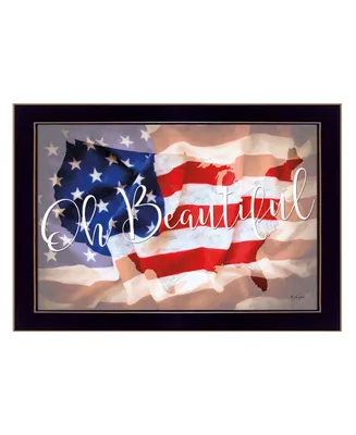 Trendy Decor 4U Oh Beautiful America By Lauren Rader, Printed Wall Art, Ready to hang, Black Frame, 21" x 15"