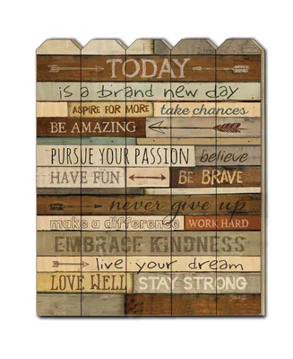 Trendy Decor 4U Today is a Brand New Day by Marla Rae, Printed Wall Art on a Wood Picket Fence, 16" x 20"