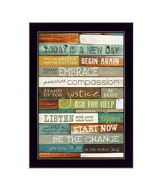 Trendy Decor 4U Today is a New Day By Marla Rae, Printed Wall Art, Ready to hang, Black Frame, 14" x 10"