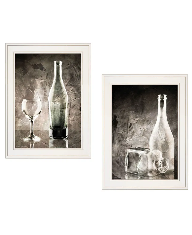 Trendy Decor 4U Moody Gray Glassware Still Life 2-Piece Vignette by Bluebird Barn, Frame