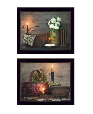 Trendy Decor 4U Baskets and Flowers Collection By Susan Boyer, Printed Wall Art, Ready to hang, Black Frame, 18" x 14"