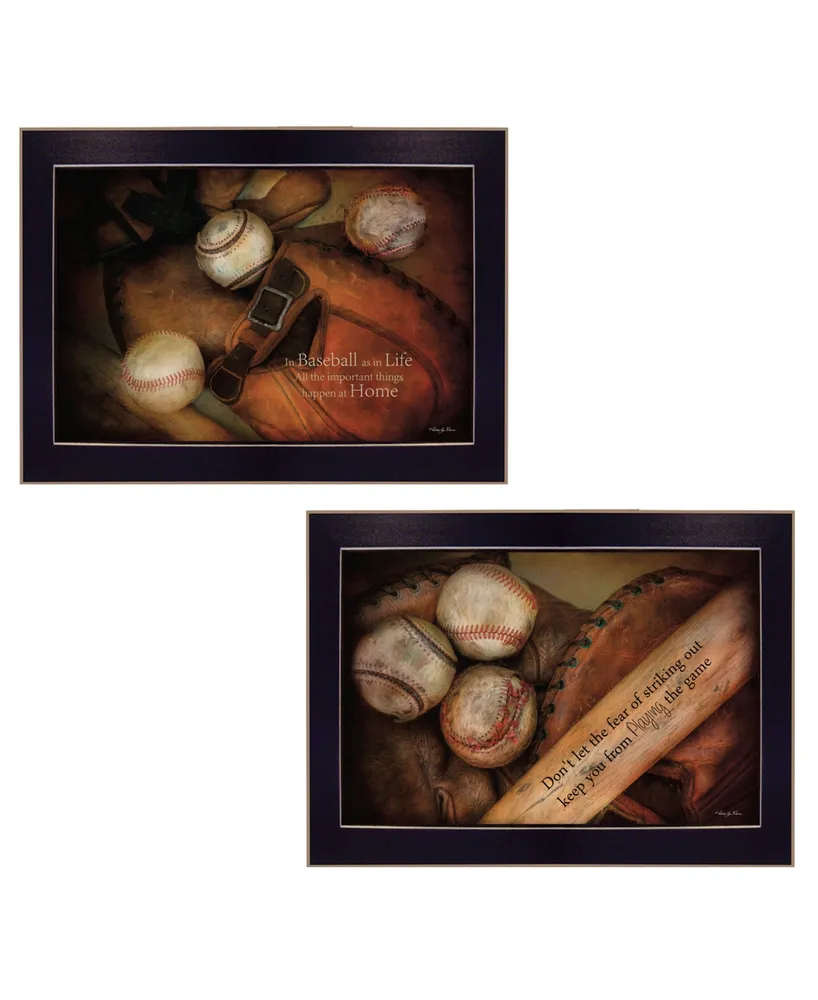 Trendy Decor 4U Baseball Collection By Robin-Lee Vieira, Printed Wall Art, Ready to hang, Black Frame, 20" x 14"