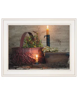 Trendy Decor 4U The Red Basket by Susie Boyer, Ready to hang Framed Print, White Frame