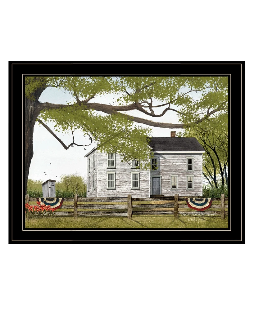 Trendy Decor 4U Sweet Summertime House by Billy Jacobs, Ready to hang Framed Print, Black Frame, 27" x 21"