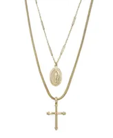 Ettika Like a Prayer Layered Cross and Coin Necklace