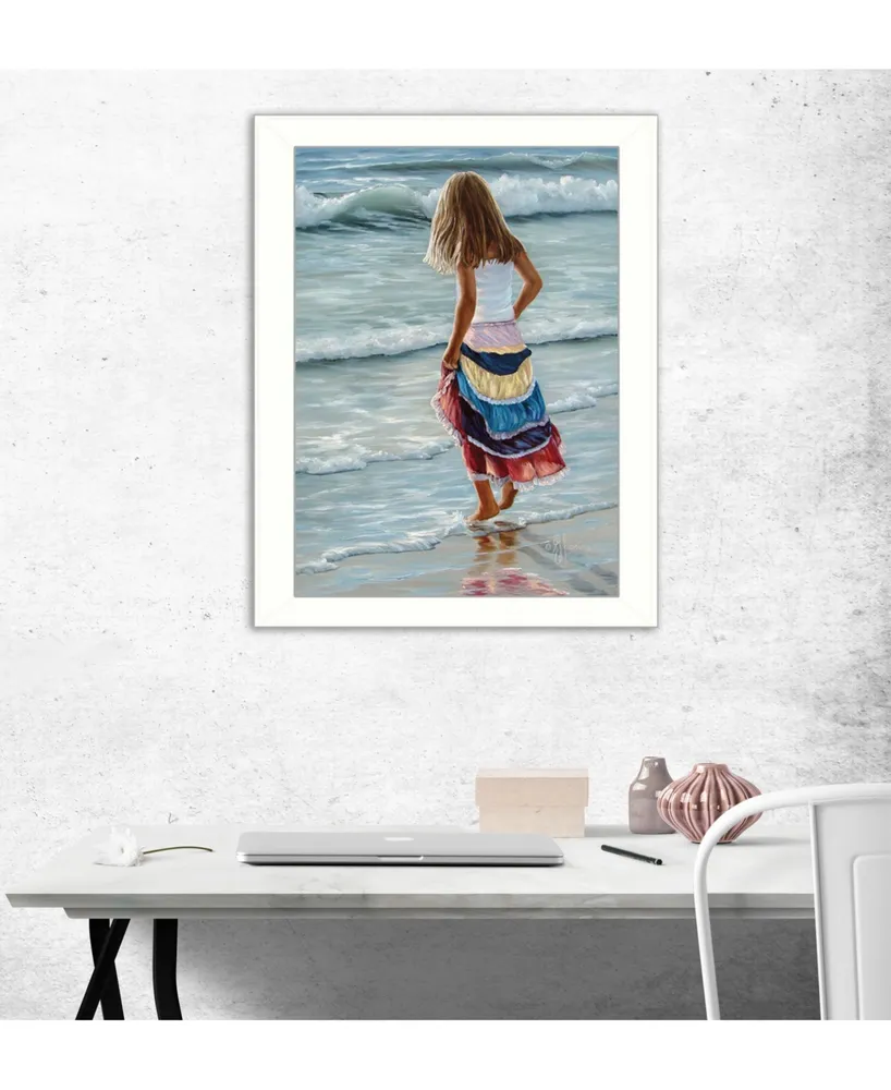 Trendy Decor 4U The Striped Skirt By Georgia Janisse, Printed Wall Art, Ready to hang, White Frame, 18" x 14"