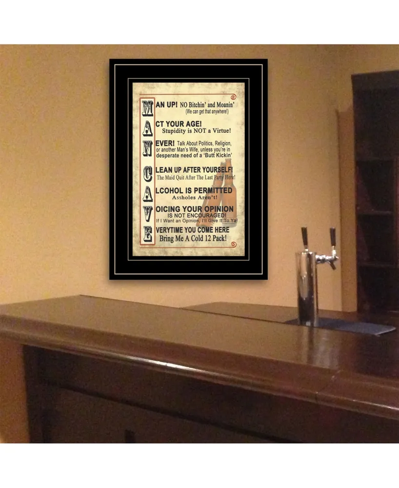 Trendy Decor 4U Man Up by Millwork Engineering, Ready to hang Framed Print, Black Frame