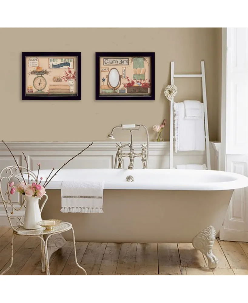 Trendy Decor 4U Country Bath Iii Collection By Pam Britton, Printed Wall Art, Ready to hang, Black Frame, 18" x 14"