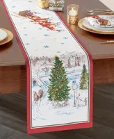 Elrene Santa's Snowy Sleighride Table Runner