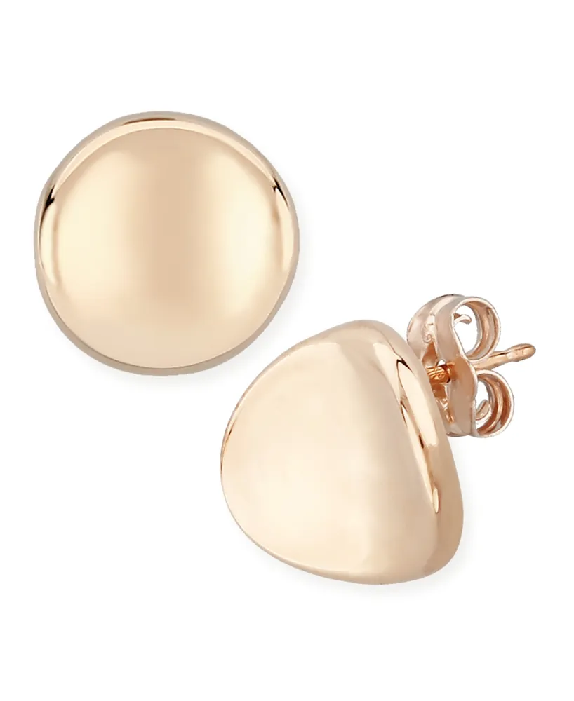 Dapped Disc Stud Earrings Set 14k White or Rose Gold (10mm)