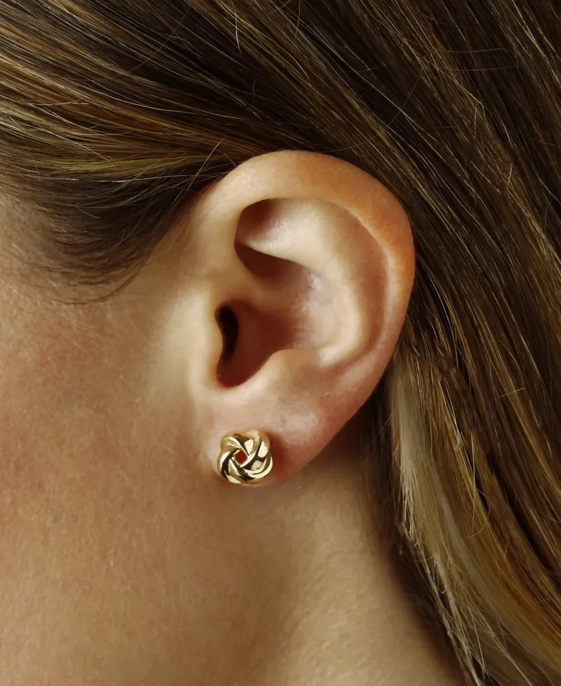 Love Knot Stud Earrings Set in 14k Gold (8mm)