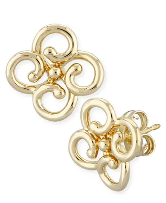 Twist Clover Stud Earrings Set in 14k Yellow Gold