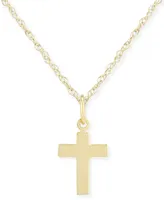 Flat Cross Necklace Set in 14k Gold