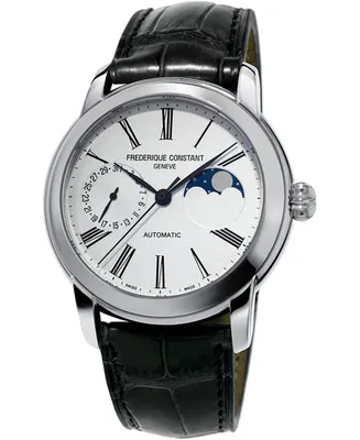 Frederique Constant Men's Swiss Automatic Classic Moonphase Manufacture Leather Strap Watch 42mm
